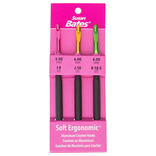 Susan Bates Soft Ergonomic Crochet Hook Set: Sizes I, J, K