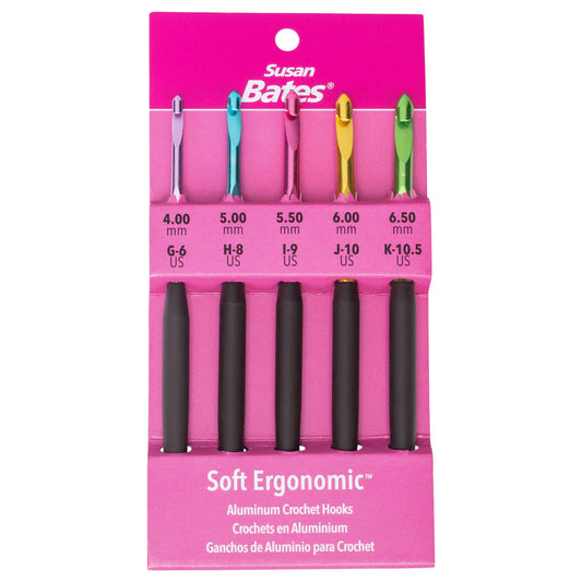 Susan Bates Soft Ergonomic Crochet Hook Set: Sizes G, H, I, J, K
