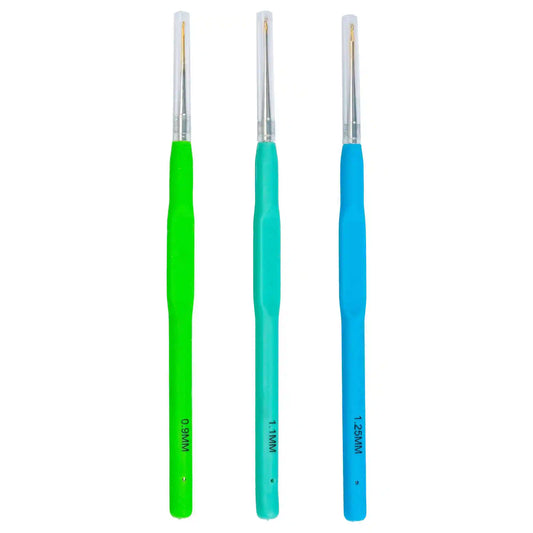 Susan Bates Soft Ergonomic Crochet Hook Set: Sizes 0.9, 1.1, 1.25 MM